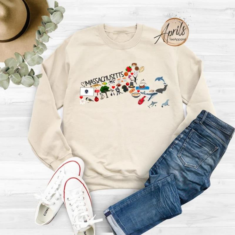 Massachusetts Sweatshirt, Massachusetts Hoodie, State Shirt, Gift For Women | PrintMintTees.com
