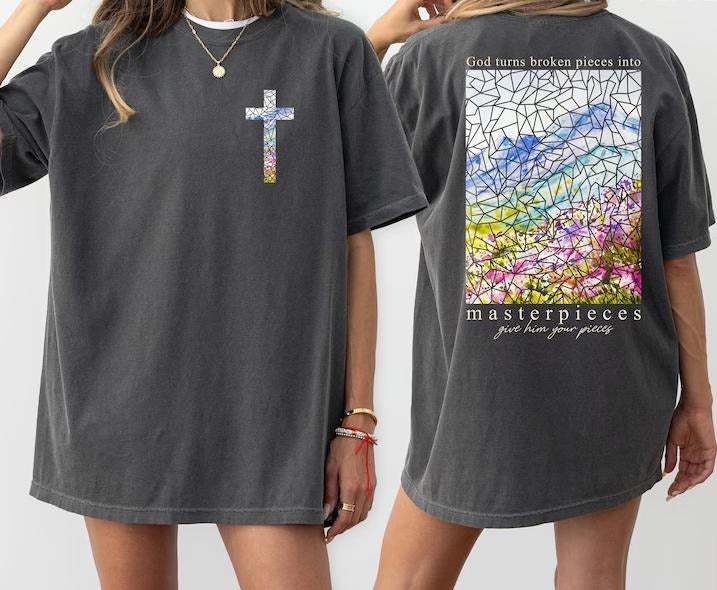 Masterpieces Christian T-shirt, Bible Verse Shirt, Cross Outfit, Faith Clothing, Jesus Lover Tee, Christian Church Tee...