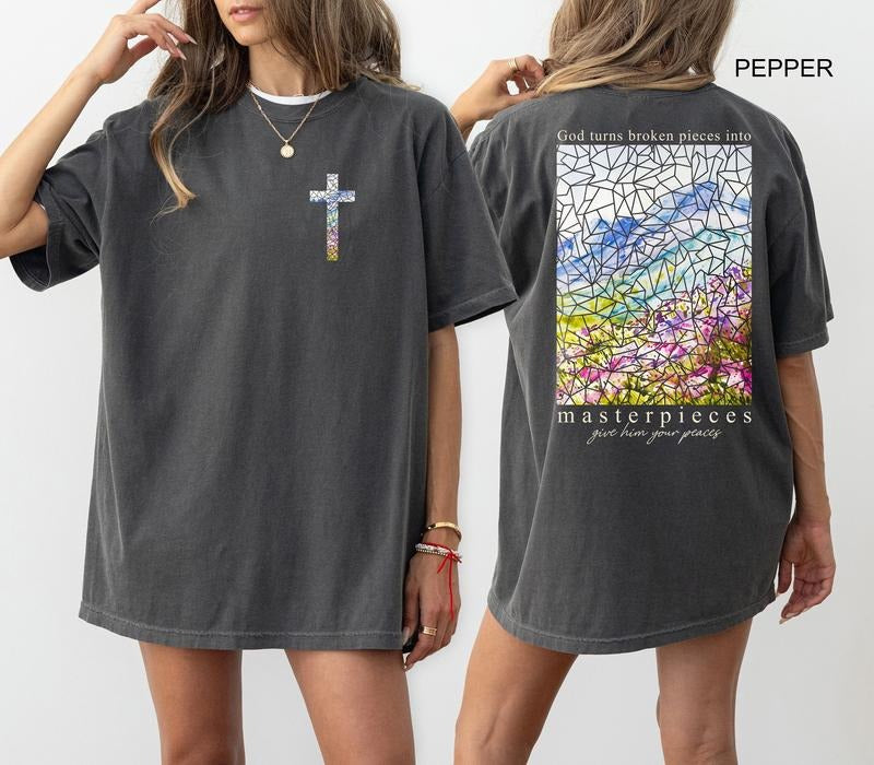 Masterpieces Christian T-shirt, Bible Verse Shirt, Cross Outfit, Faith Clothing, Jesus Lover Tee, Christian Church Tee...