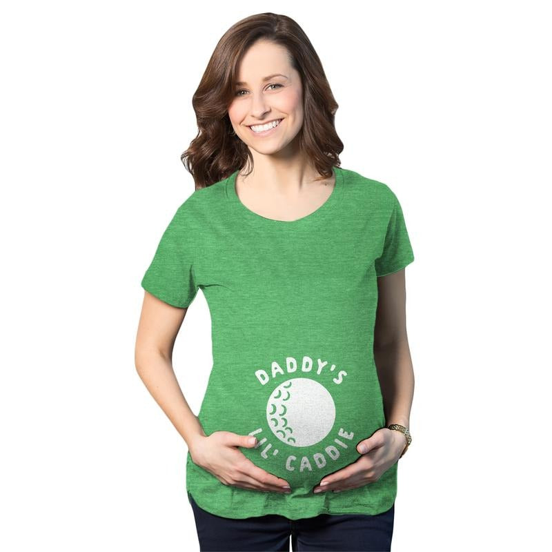 Maternity Daddy's Lil' Caddie T Shirt Funny Golf Lover Baby Announcement Graphic Tee Funny Graphic Maternity Tee Cute...