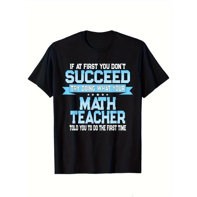 Math Print Men's Cotton Funny T-shirt, Graphic Tee Men's Outdoor Clothes, Men's Halloween Clothing, Casual Short Sleeve...