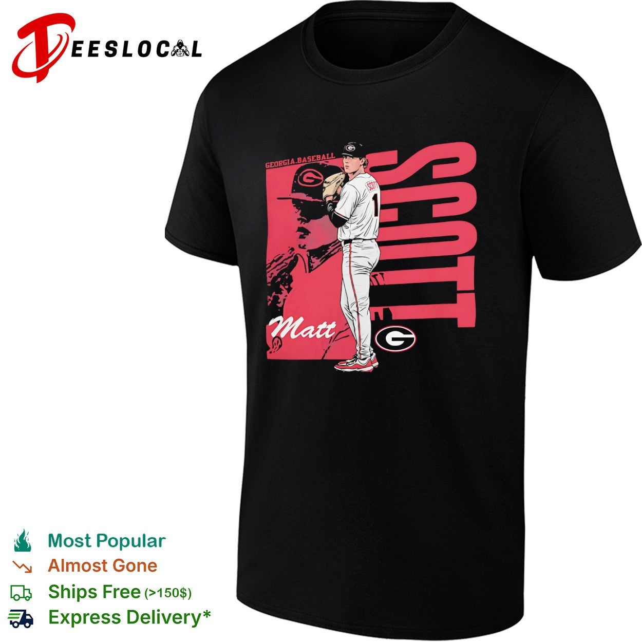 Matt Scott Georgia Bulldogs baseball player graphic shirt