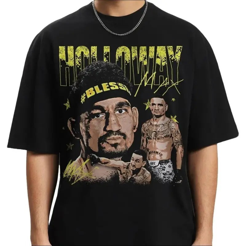 Max Holloway High Quality T Shirt UFC Fan Blessed Grapic Tee Unisex Tshirt Bootleg Sweatshirt Cotton Long Sleeve Menswear...