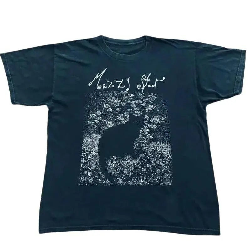 Mazzy Star Cat Tshirt, 90s Alternative Rock Hope Sandoval Unisex TShirt Graphic Tee Tops Underwear Crewneck Menswear...