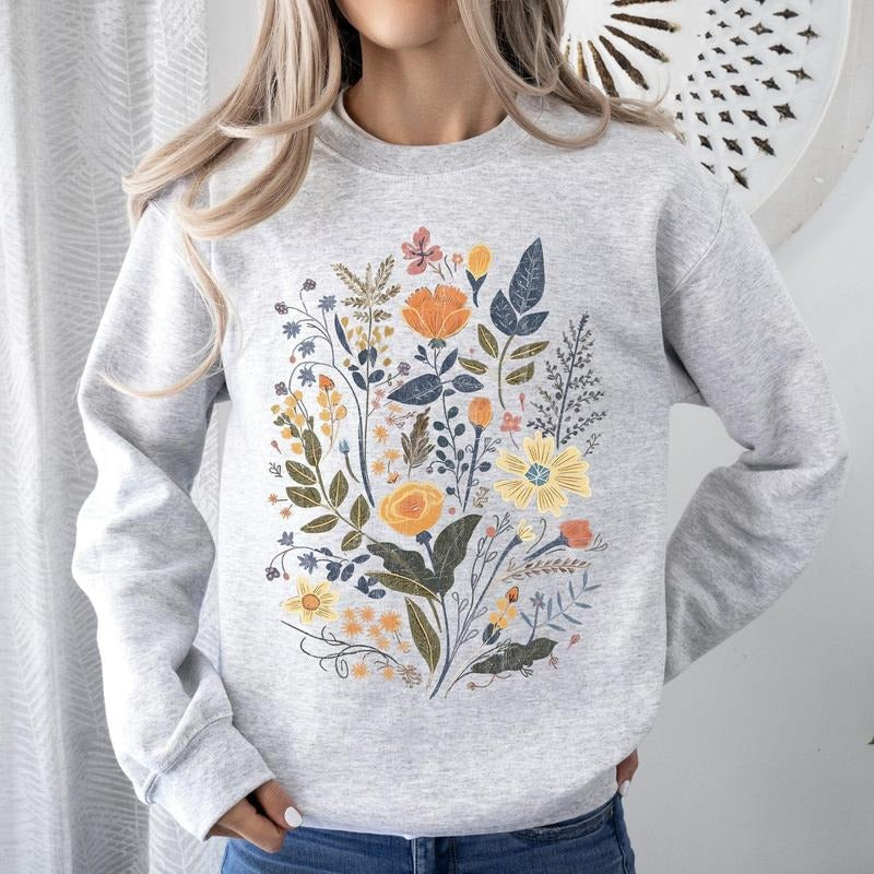Meadow Magic Soft Floral Print Sweatshirt T-Shirts, Hoodie | PrintMintTees.com