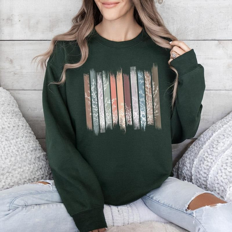 Meadow Vines Flowers Nature Botanical Stripes Shirt Hoodie Sweatshirt