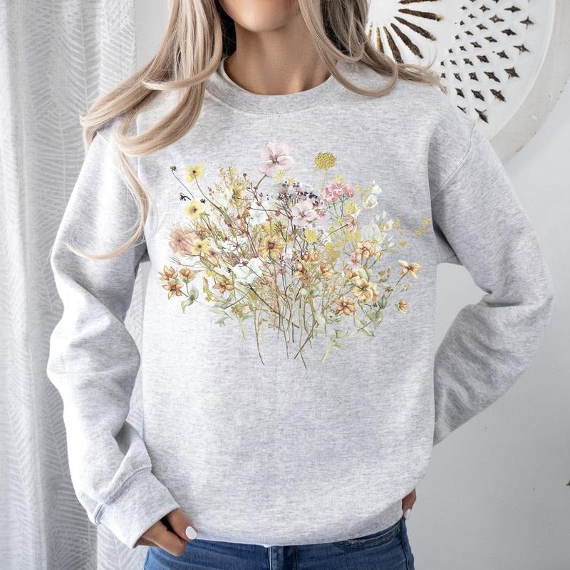 Meadow, Pressed Flowers Sweatshirt T-Shirts, Hoodie | PrintMintTees.com