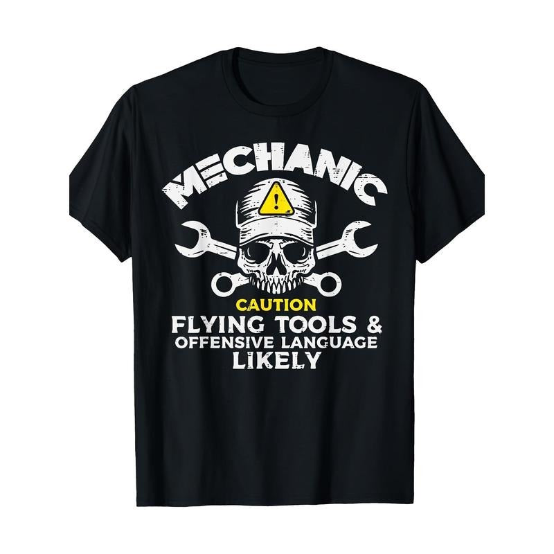 Mechanic Flying Tool wrench Funny Car Car Garage Man Dad T-shirt- 220g made in usa Hoodie Sweatshirt | PrintMintTees.com