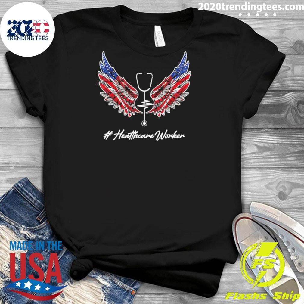 Medical Stethoscope American Flag Wings Healthcare Worker Shirt