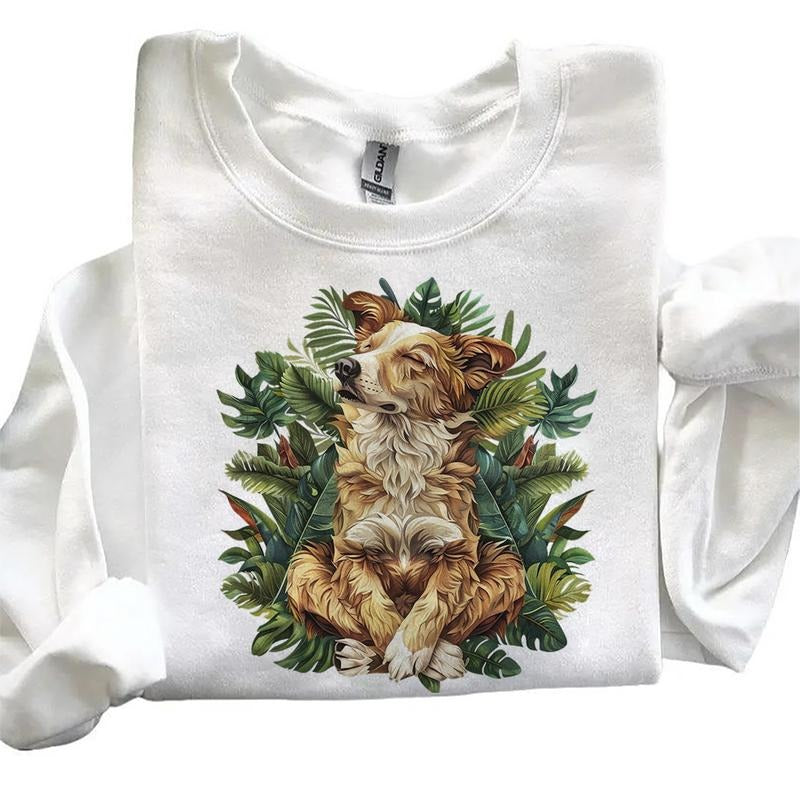 Meditating Dog Retro Sweatshirts Hoodie 4th of July Cute T-shirt Hunting Season Unisex Cotton Womenswear | PrintMintTees.com