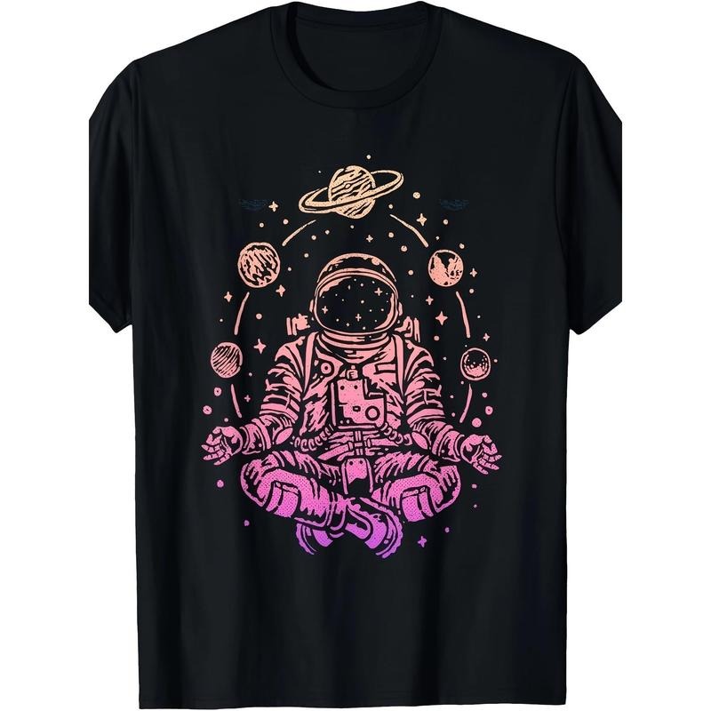 Meditation Astronaut Planet Colorful Lotus Meditation T-shirt Made in USA Hoodie Sweatshirt | PrintMintTees.com