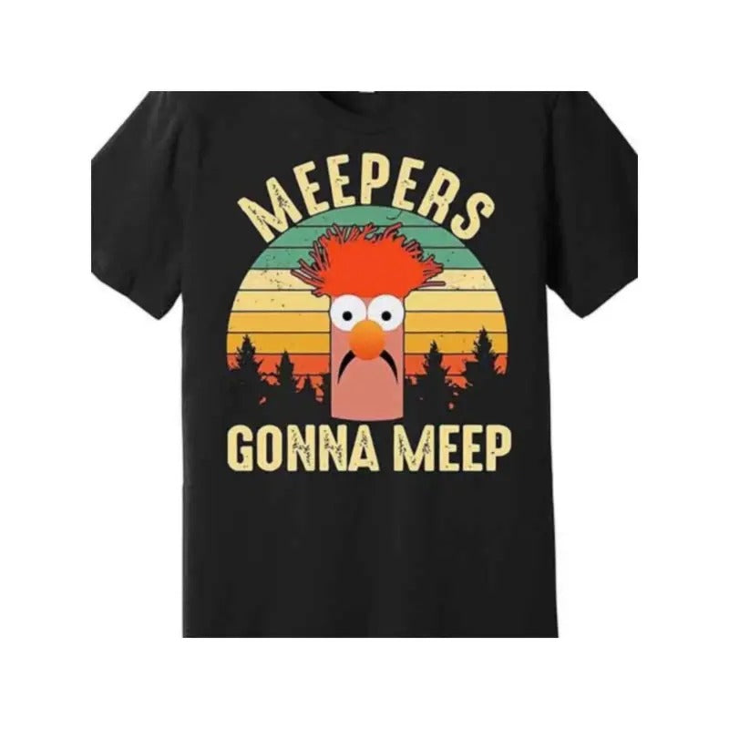 Meepers Gonna Meep" Vintage Muppet Graphic Tee - Soft Cotton, Short Sleeve, Crew Neck for Men - Casual & Stylish Black...