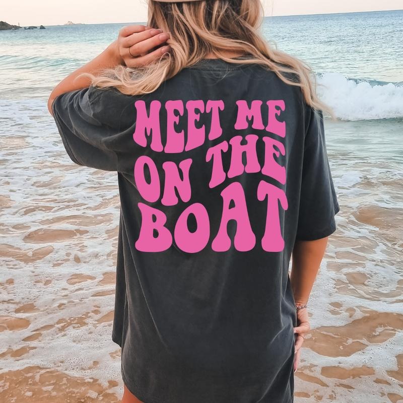 Meet Me On the Boat Shirt, Lake Shirt, Oversized Comfort Colors t-shirt, Summer Shirt, Lake T-shirt, Unisex Cotton Casual...