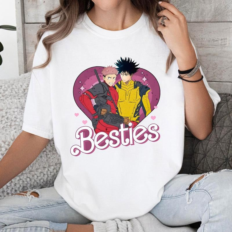 Megumi and Yuji Besties Cosplay Jujutsu Kaisen Shirt Crewneck Hoodie Comfort Cotton Sweatshirt | PrintMintTees.com