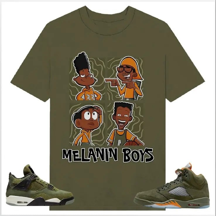 Melanin Boy T-shirt, Shirt match Sneaker Classic Cotton Green Color Hoodie Sweatshirt | PrintMintTees.com