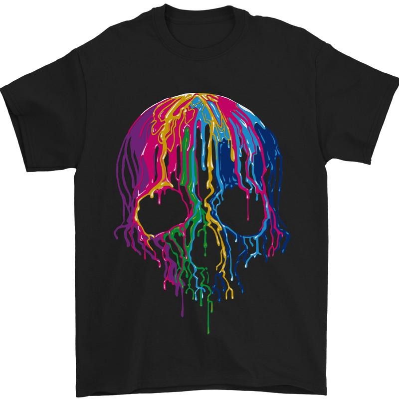 Melting Skull Biker Motorcycle Gothic Mens T-Shirt 100% Cotton Made in USA Hoodie Sweatshirt | PrintMintTees.com