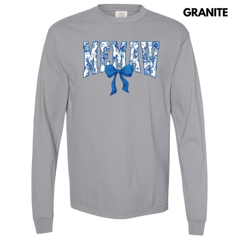 Memaw Blue Florals Long Sleeve Comfort Colors T-Shirt 'NLB' Hoodie, Sweatshirt | PrintMintTees.com