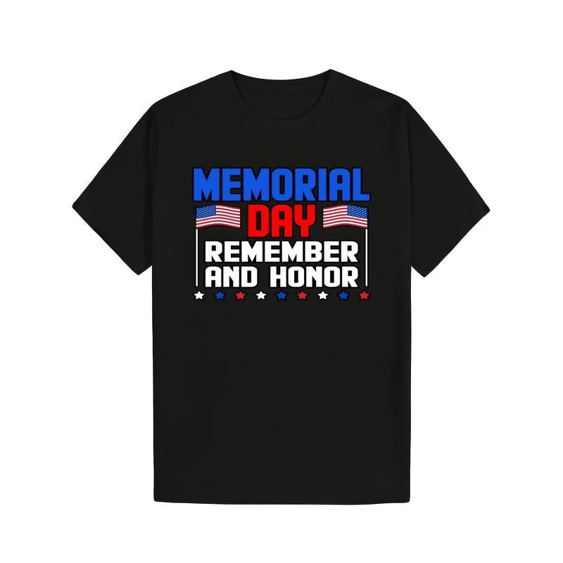 Memorial Day Remember And Honor Usa Flag Veteran Graphic Gift T-Shirt Versatile Top, Great for Casual or Relaxed Looks,...