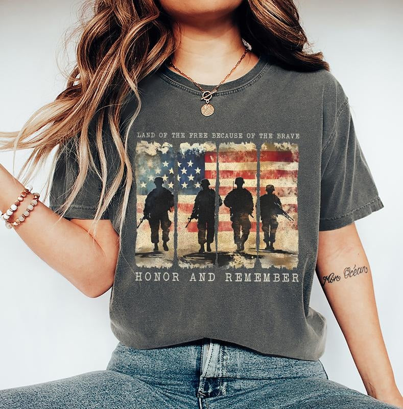 Memorial Day Shirt, Land of the brave Shirt, Patriotic American Flag Shirt, Army Tee, Heart Memorial Day Shirt, American...