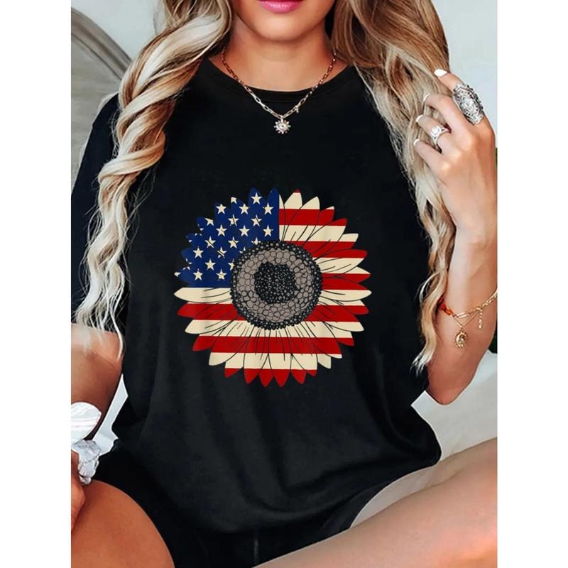 Memorial Day, Veterans Day, 4Th Of July Patriotic Women T Shirt, Short Sleeve Round Neck Casual Top For Summer & Spring,...