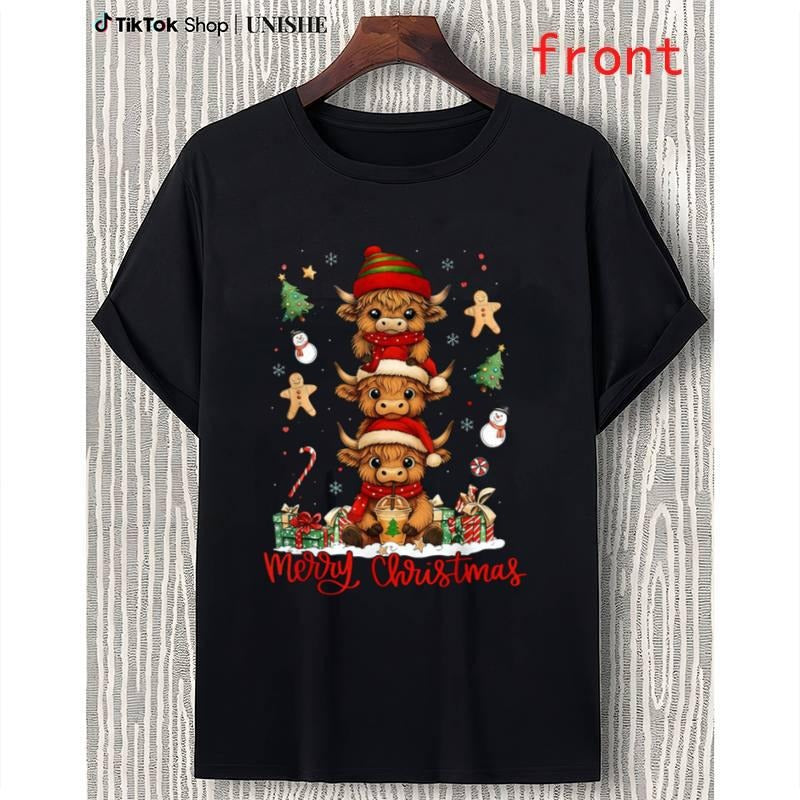Men & Women Christmas T-Shirt with Highland Cows Lover Design Hoodie Sweatshirt | PrintMintTees.com