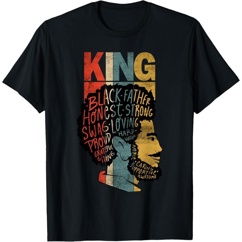 Men Gifts Black King African American Fathers Day Melanin Afro Dad T-Shirt Hoodie Sweatshirt | PrintMintTees.com
