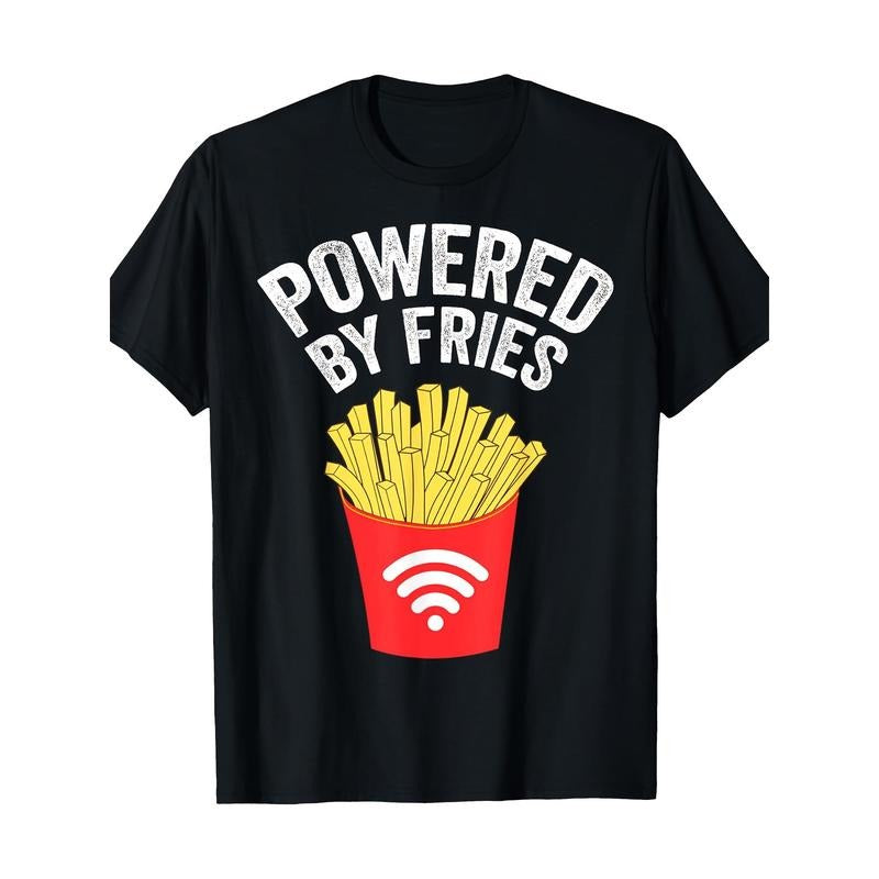 Men'S Casual Cotton T-Shirt with Geometric French Fries Print, Round Neck, Short Sleeve, Knit Fabric, Regular Fit for...