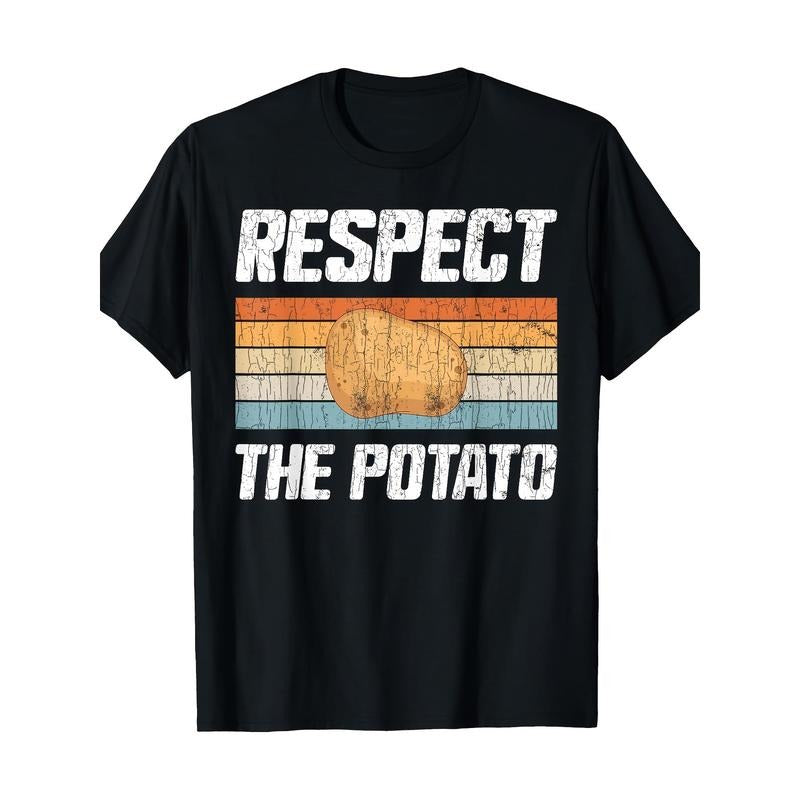 Men'S Casual Crew Neck T-Shirt - 100% Cotton, Geometric Potato Print, Short Sleeve, Regular Fit, All-Season, Slight...