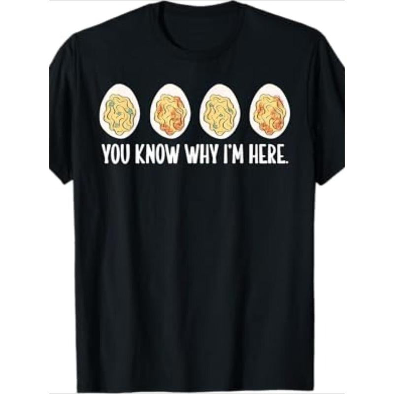 Men'S Casual Crew Neck T-Shirt with Deviled Egg Graphic - 100% Cotton Short Sleeve Tee, Geometric Pattern, All-Season...