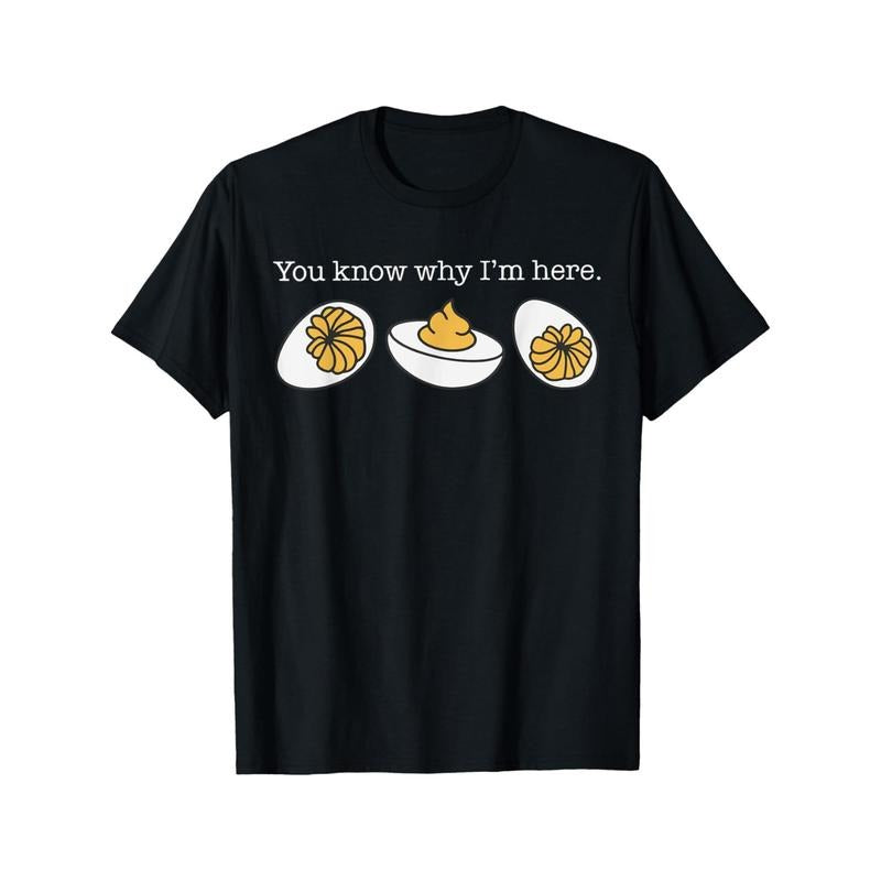 Men'S Casual Crew Neck T-Shirt with Deviled Egg Print - 100% Cotton, Slight Stretch, Regular Fit, Summer Knit Fabric Tee,...