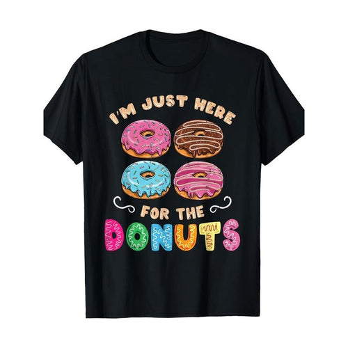 Men's 'I'm Just Here for the Doughnuts' Graphic Tee - Soft Cotton, Crew Neck, Short Sleeve, Non-Stretch Casual T-Shirt |...