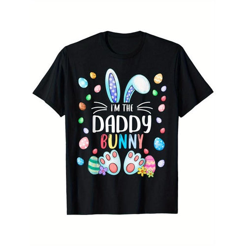 Men's "I'm The Daddy Bunny" Easter T-Shirt - 100% Cotton, Lightweight Crew Neck Tee with Colorful Easter Eggs & Bunny...