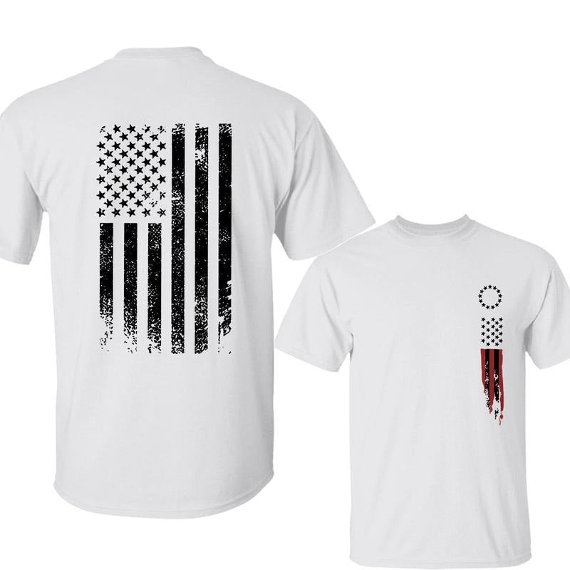 Men's American Flag Print T-Shirt, Short Sleeve, Casual Fit for All Seasons Hoodie Sweatshirt | PrintMintTees.com