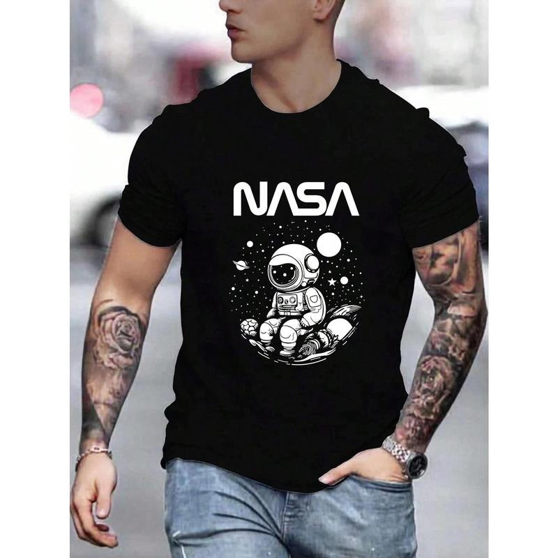 Men's Astronaut And Text Printed T-shirt Made in USA Hoodie Sweatshirt | PrintMintTees.com