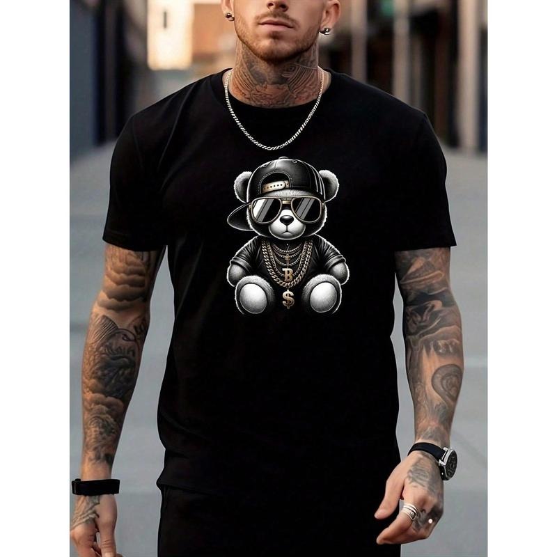 Men's Bear Print Crew Neck T-Shirt Made in USA Hoodie Sweatshirt | PrintMintTees.com