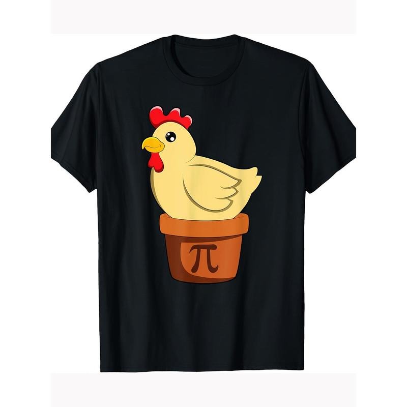 Men's Casual Cotton T-Shirt with Chicken Pot Print - Breathable, Non-Stretch Fabric for All Seasons made in usa Hoodie...