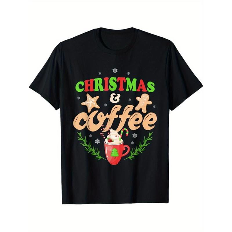 Men's Cotton Christmas Graphic Tee - Casual Short Sleeve Crew Neck T-Shirt, Perfect for Outdoor & Holiday Wear made in...