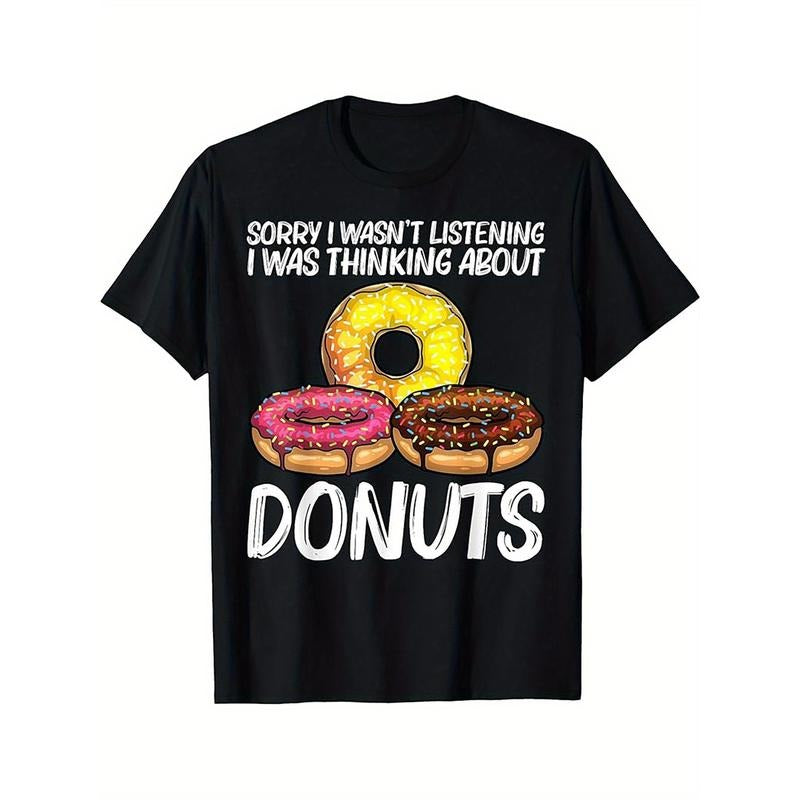 Men's Cotton Donut Lover Graphic Tee - Breathable & Comfy Crew Neck T-Shirt with Fun Doughnut Print, Short Sleeve, Casual...