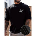 Men's Cross Print T-Shirt - Casual Comfortable Crew Neck Tee for Summer, Ideal for Daily Gym Workout and Running Menswear Streetwear