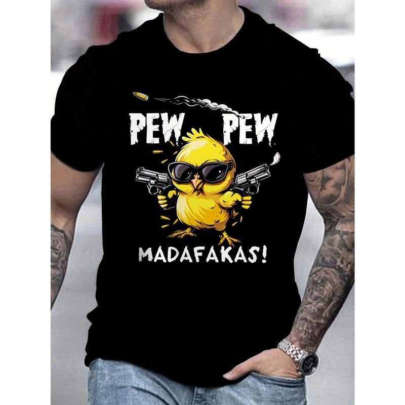 Men's Fashion Dual Gun & Chicken Print Short Sleeve Casual T-Shirt Made in USA Hoodie Sweatshirt | PrintMintTees.com