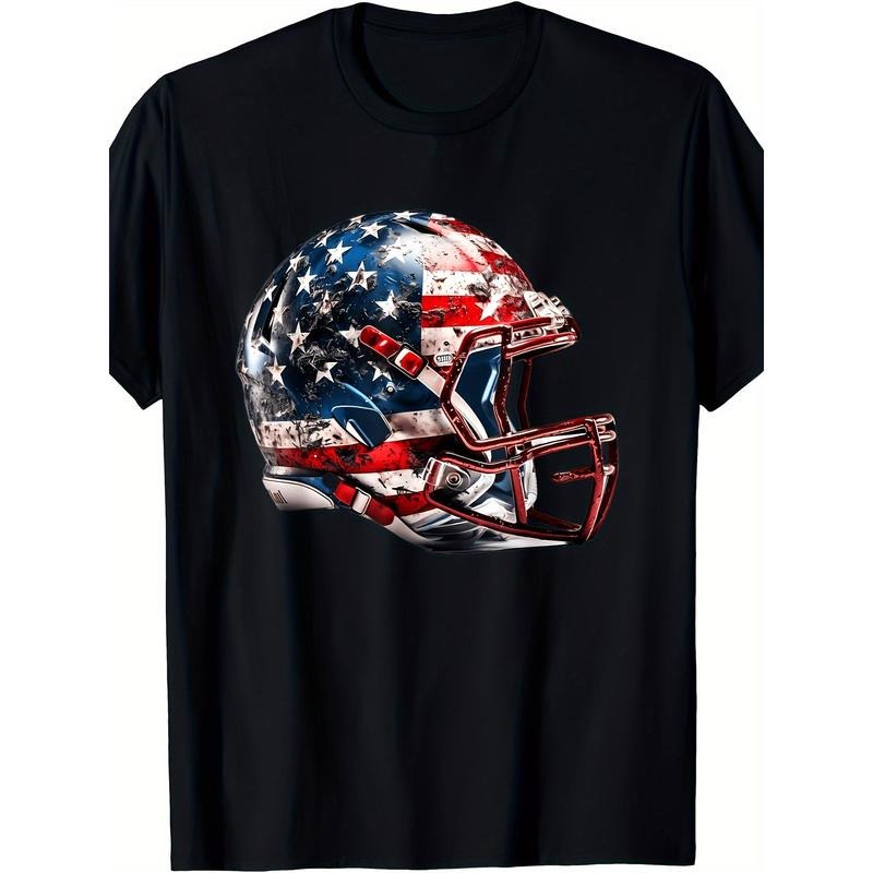 Men's Football Short Sleeved American Football Helmet, American Flag Men's T-shirt made in usastyle{n002}2 Hoodie Sweatshirt