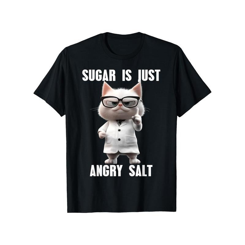 Men's Funny Chemist Cat Graphic Tee - 100% Cotton, Casual Fit, Short Sleeve T-Shirt for Summer  made in usa Hoodie Sweatshirt