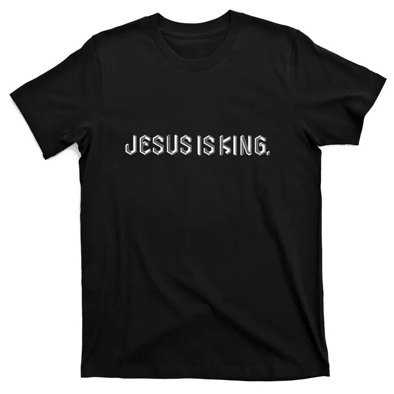 Men's Jesus Is King Embossed T-Shirt with Church Faith Christian Catholic Design Hoodie Sweatshirt | PrintMintTees.com