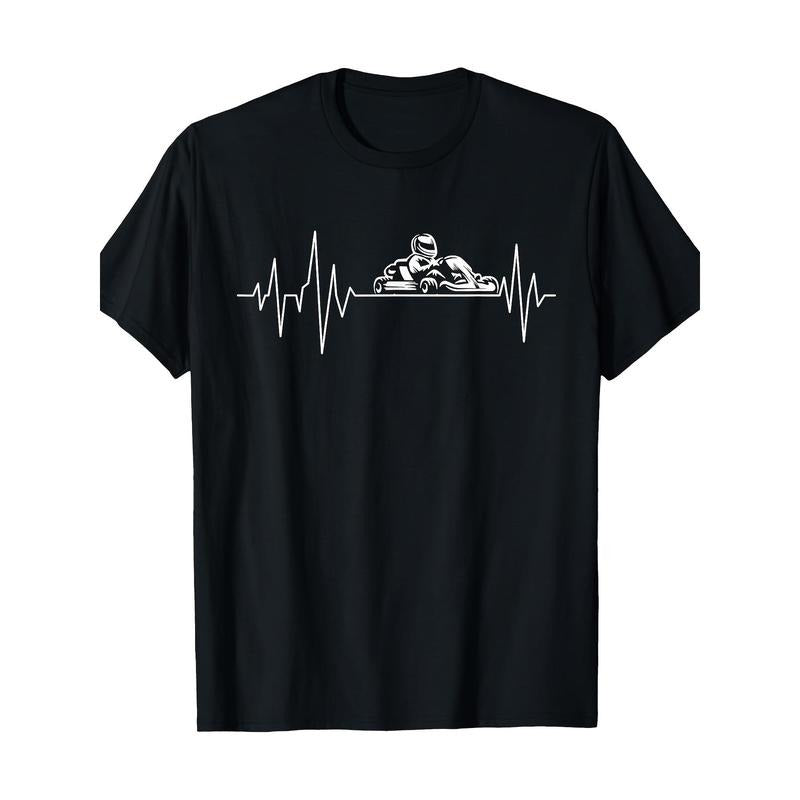 Men's Kart Racing Heartbeat Graphic Tee - 100% Cotton, Short Sleeve, Crew Neck T-Shirt for Casual Wear Made in USA Hoodie...