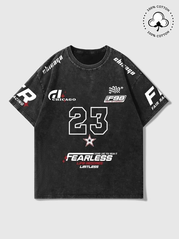 Men's Letter & Number Print Graphic Tee, Regular Fit Casual Fashion Short Sleeve T-shirt for Summer, Men's Top for Daily...
