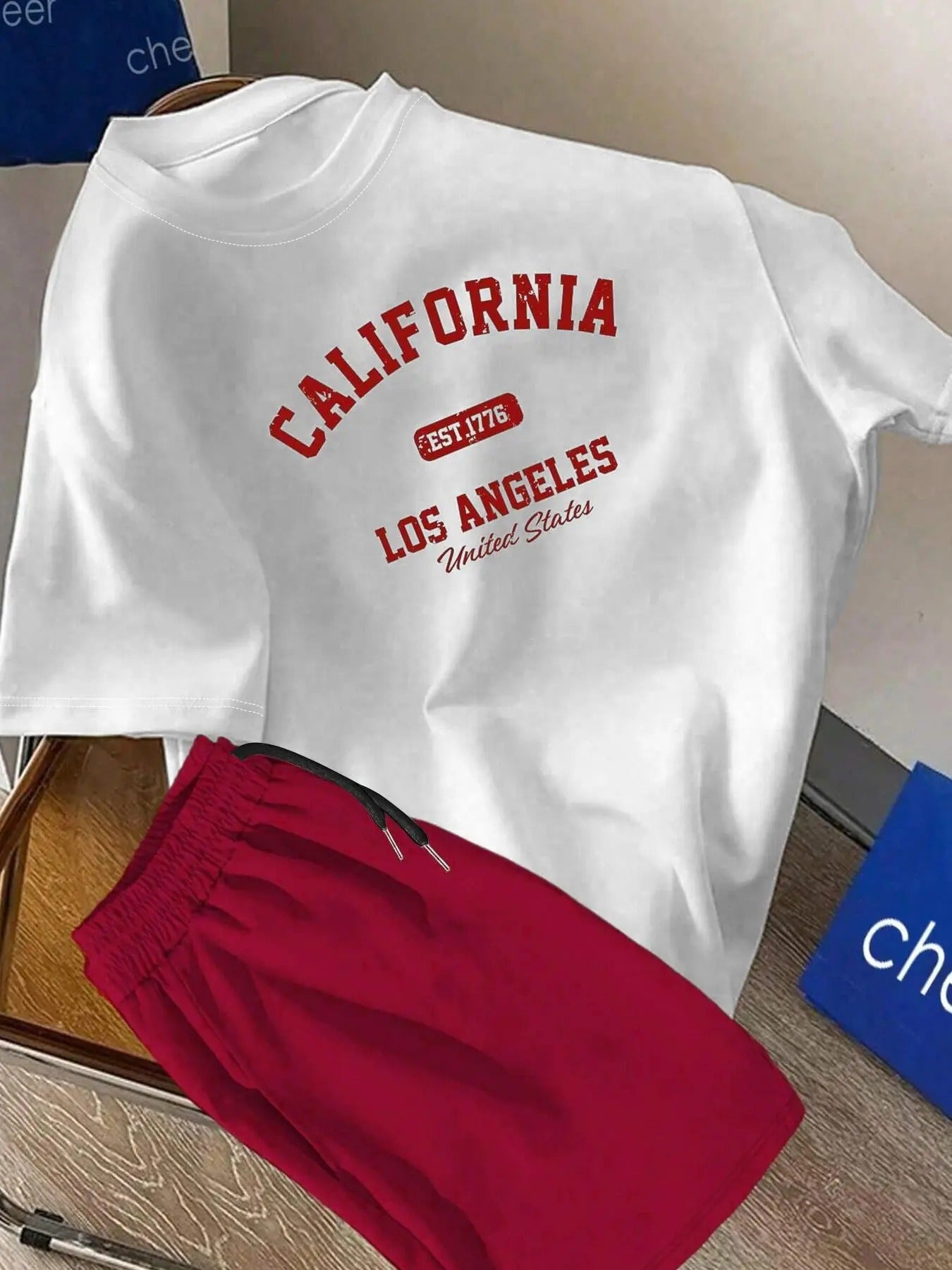 Men's Letter Print Tee & Shorts Two-piece Set, Regular Fit Short Sleeve T-shirt & Shorts, Casual Summer Clothes Set for...