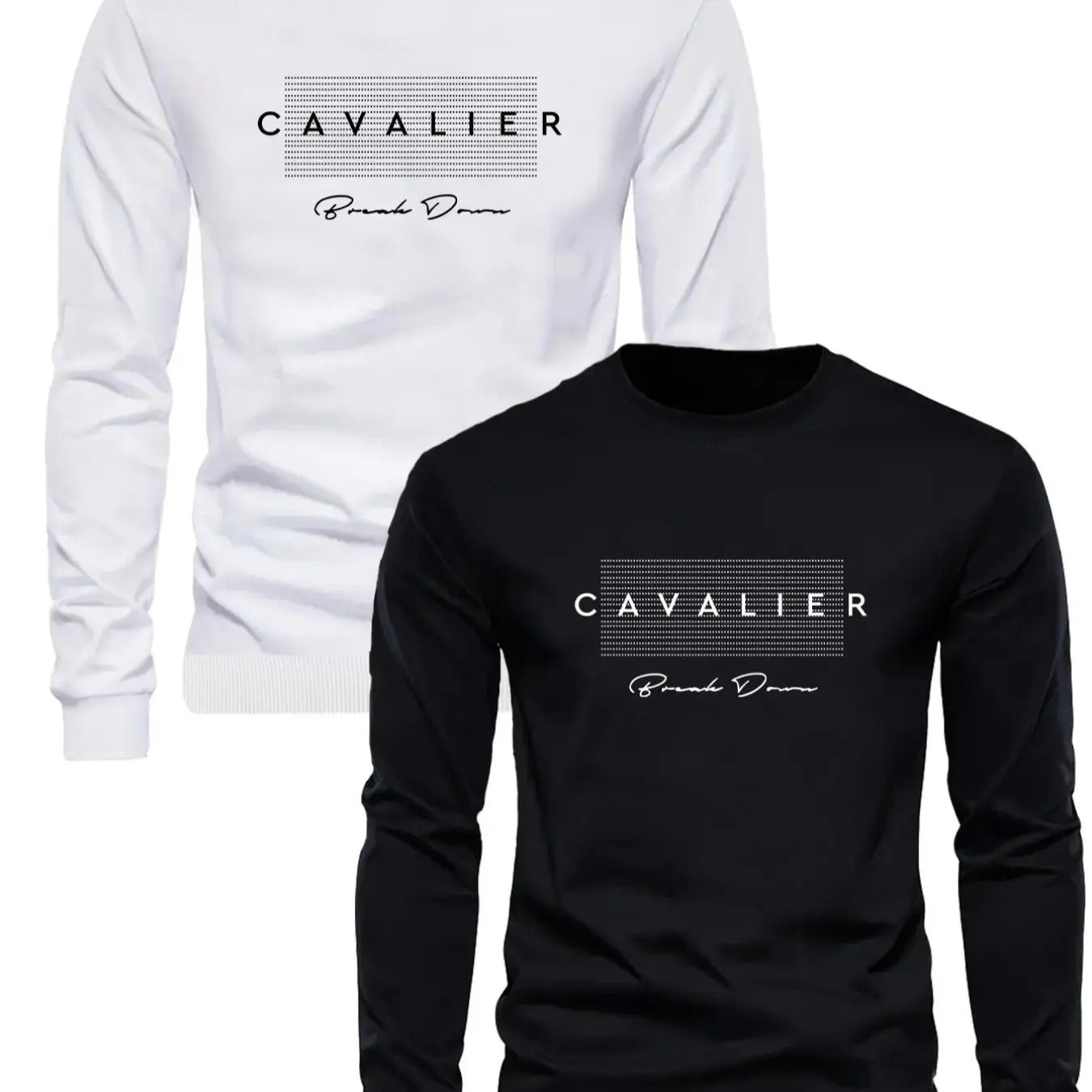 Men's Letters Print Round Neck Sweatshirt Set, Regular Fit Casual Long Sleeve Crew Neck Pullover for Fall & Winter, Men's Clothes for Daily Wear