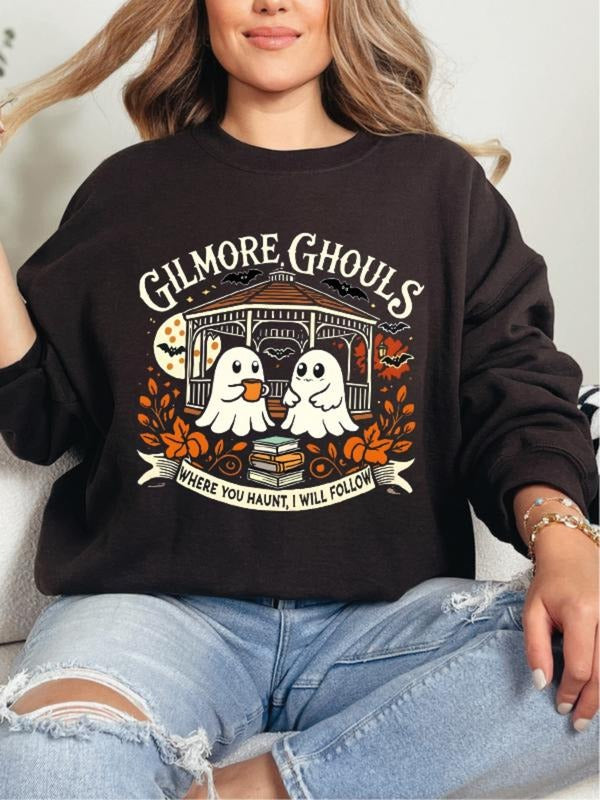 Men's Loose-Fit Graphic Sweatshirt, Casual Round Neck Long Sleeve Top, Halloween Pattern Thick Fabric Fall Winter Wear...