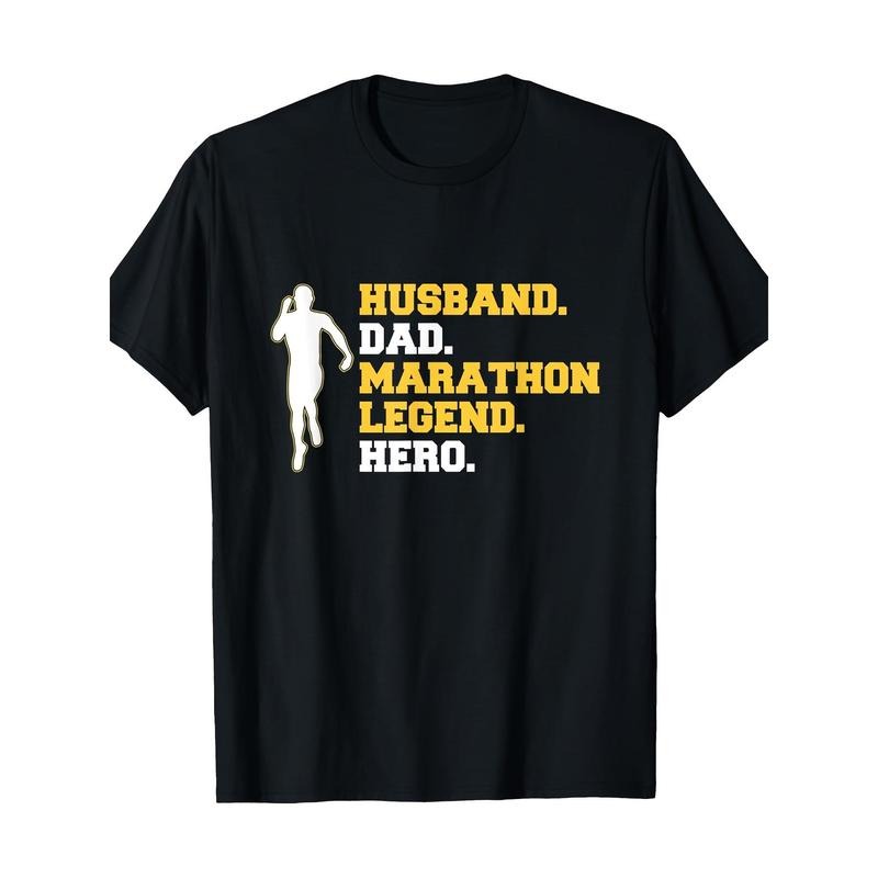 Men's Marathon-Inspired Cotton T-Shirt - Casual Crew Neck, Short Sleeve, Machine Washable
