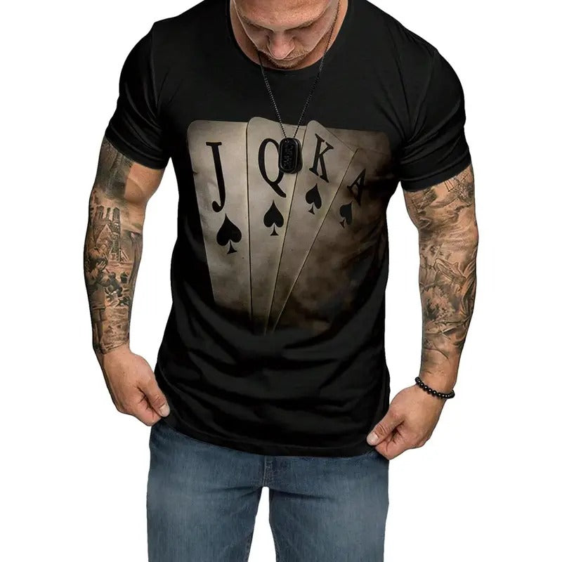 Men's Plus Size Graphic Tees Playing Card Print T Shirts Short Sleeve Summer Tops made in usa Hoodie Sweatshirt